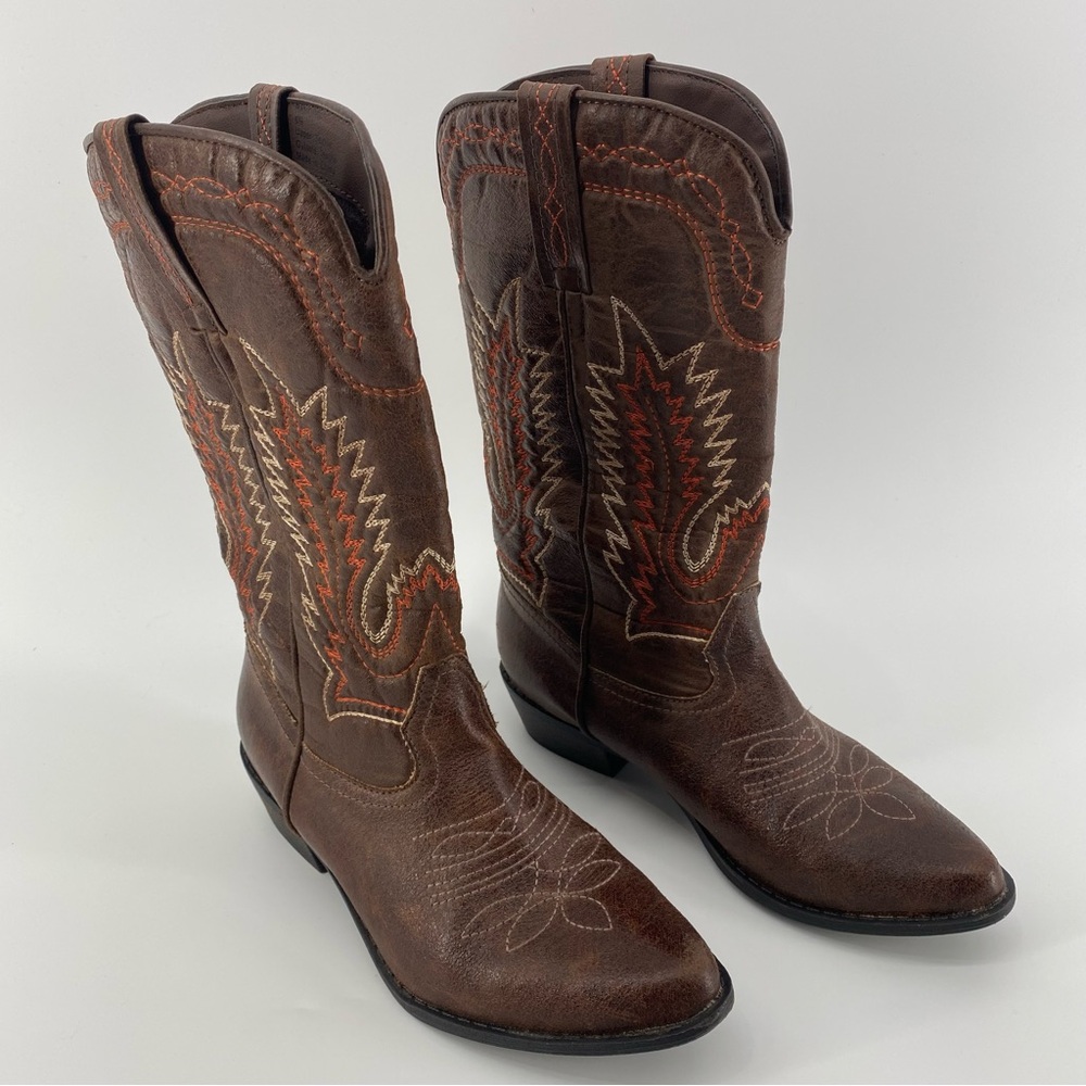 Coconuts by Matisse Embroidered Rancho Brown Faux Leather Western Boots- 6M